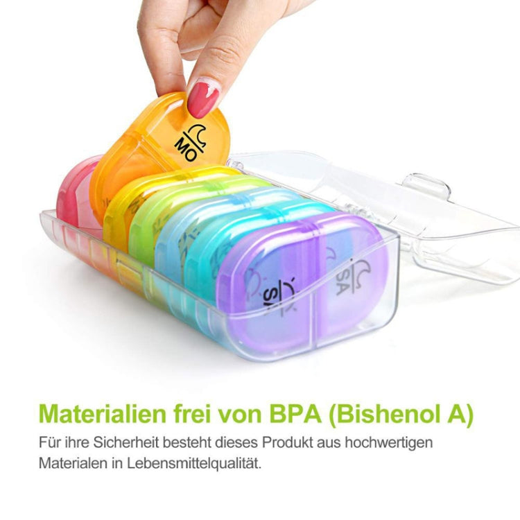 Week 14 Grids Rainbow Portable Plastic Compartment Medicine Box