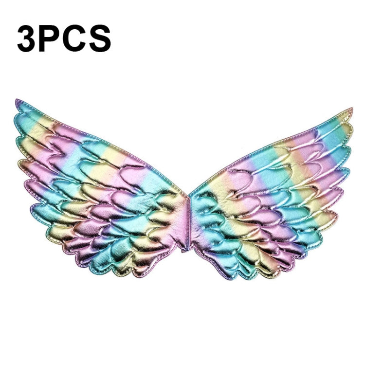3 PCS Children Prom Dress Up Wings Elf Colorful Wings Party Costume Props, 3 PCS Light Rainbow, 3 PCS Deep Rainbow, 3 PCS Gold, 3 PCS Black, 3 PCS Red, 3 PCS Silver, 3 PCS White, 3 PCS Deep Purple, 3 PCS Fantasy Rainbow, 3 PCS Fantasy White