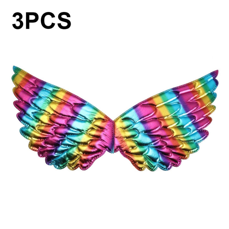 3 PCS Children Prom Dress Up Wings Elf Colorful Wings Party Costume Props, 3 PCS Light Rainbow, 3 PCS Deep Rainbow, 3 PCS Gold, 3 PCS Black, 3 PCS Red, 3 PCS Silver, 3 PCS White, 3 PCS Deep Purple, 3 PCS Fantasy Rainbow, 3 PCS Fantasy White