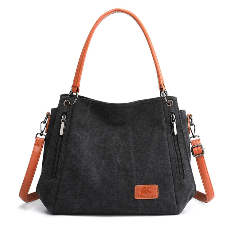 T-1983 Ladies Large Capacity Canvas Shoulder Bag, Khaki, Black, Grey, Brown, Purple Coffee