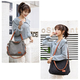 T-1983 Ladies Large Capacity Canvas Shoulder Bag, Khaki, Black, Grey, Brown, Purple Coffee