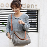 T-1983 Ladies Large Capacity Canvas Shoulder Bag, Khaki, Black, Grey, Brown, Purple Coffee