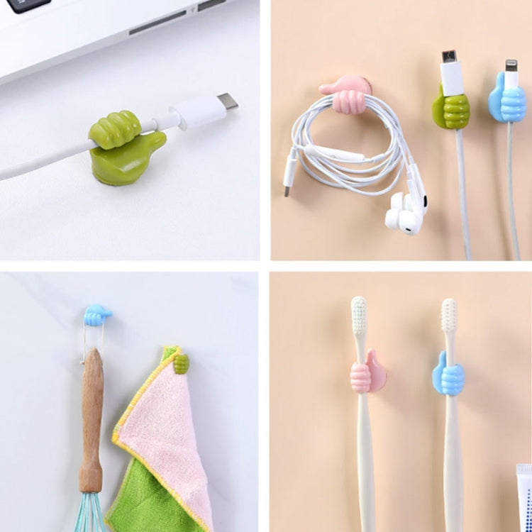 10 PCS Non-punching And Non-marking Adhesive Thumb Hook Cable Organizer, Blue, Yellow, White, Green, Pink, Orange