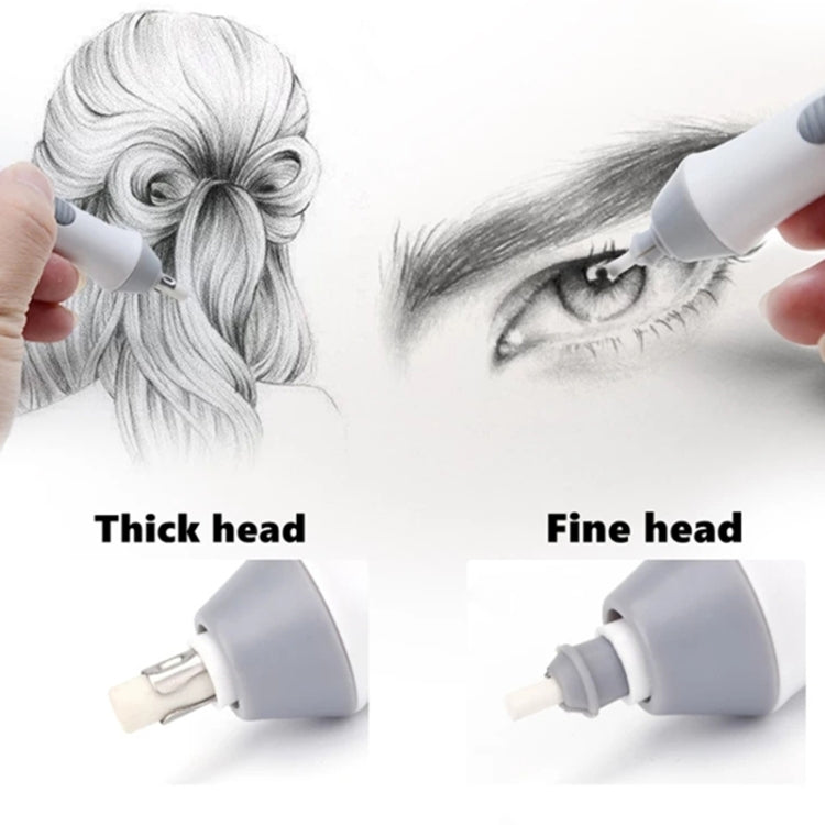 Tenwin 8302 Adjustable Electric Eraser With Rubber Refills For Sketch Drawing Erasing, Black, White, Grey