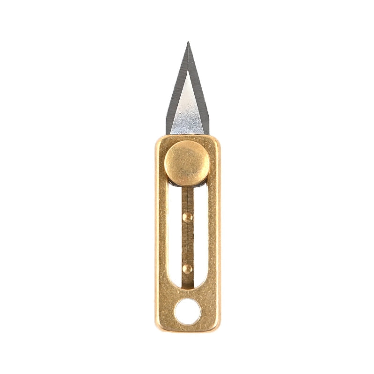 Brass Mini Knife Carry-on EDC Keychain Pendant Push-pull Unpacking Knife, Brass