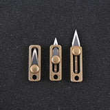 Brass Mini Knife Carry-on EDC Keychain Pendant Push-pull Unpacking Knife, Brass