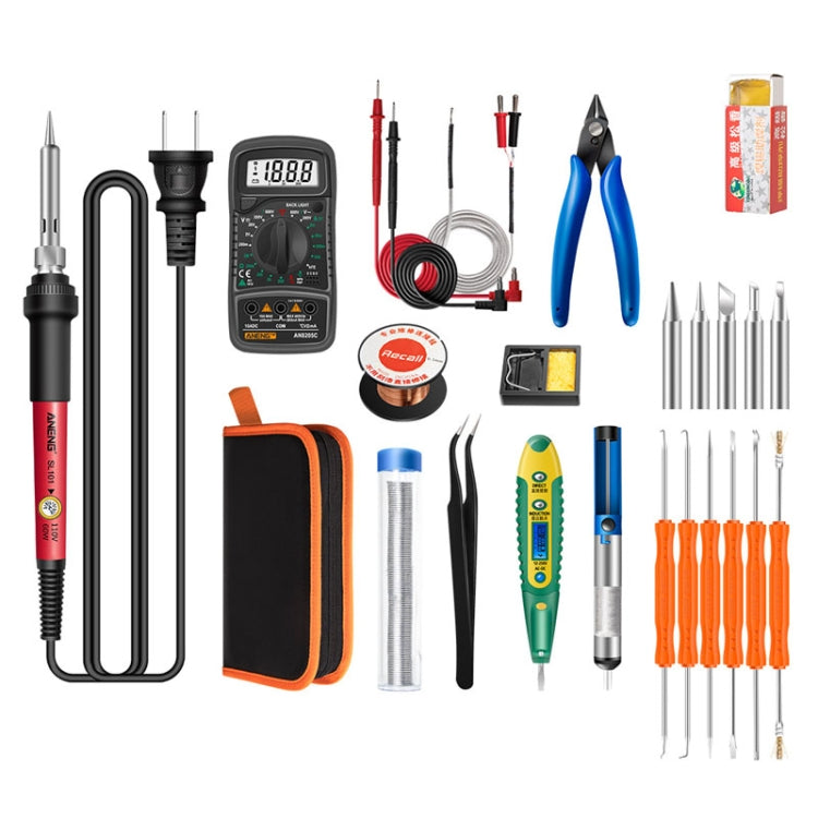 Household Constant Temperature Soldering Iron Set 60W Internal Heat Welding Tool Kit, ANENG SL101 24pcs/set Rotary Thermostat, 24pcs/set US Plug, 24pcs/set EU Plug, 25pcs/set US Plug, 25pcs/set EU Plug ANENG SL101 24pcs set Rotary Thermostat US Plug