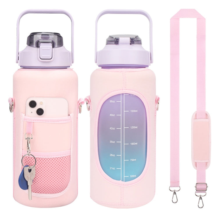 2L Diving Material Water Bottle Cover Case with Strap, Black Metal Buckle, Black, Pink Glue Buckle, Pink Metal Buckle