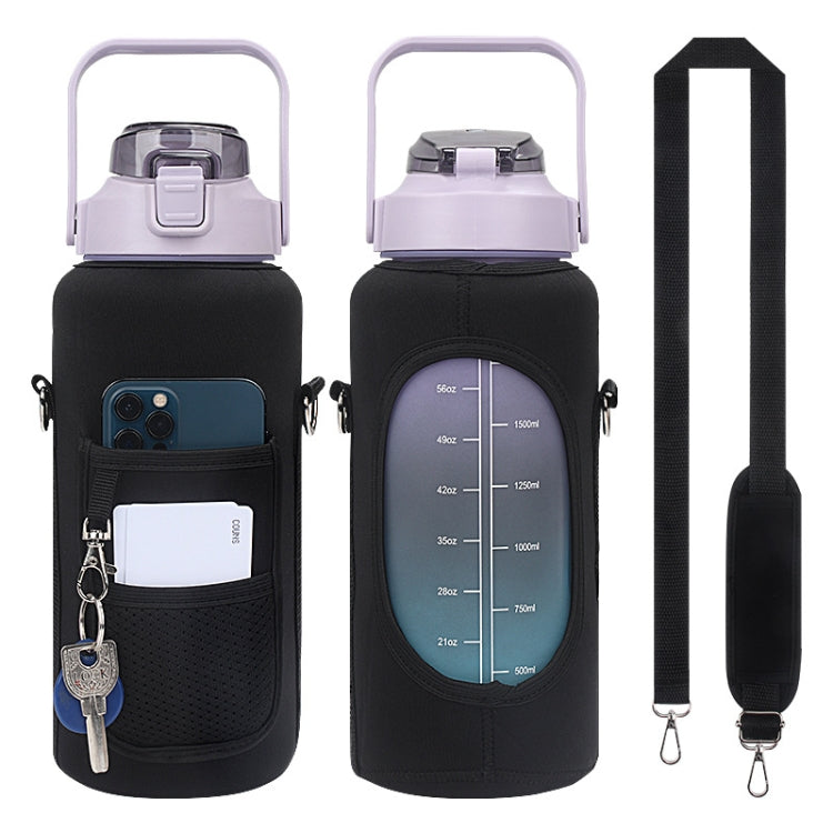 2L Diving Material Water Bottle Cover Case with Strap, Black Metal Buckle, Black, Pink Glue Buckle, Pink Metal Buckle