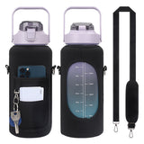 2L Diving Material Water Bottle Cover Case with Strap, Black Metal Buckle, Black, Pink Glue Buckle, Pink Metal Buckle