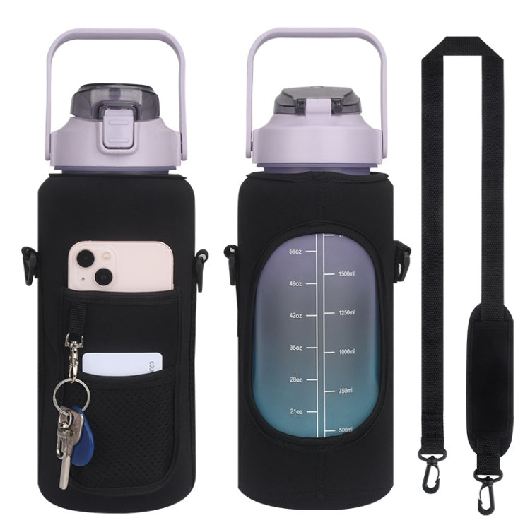 2L Diving Material Water Bottle Cover Case with Strap, Black Metal Buckle, Black, Pink Glue Buckle, Pink Metal Buckle