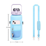2L Diving Material Water Bottle Cover Case with Strap, Black Metal Buckle, Black, Pink Glue Buckle, Pink Metal Buckle