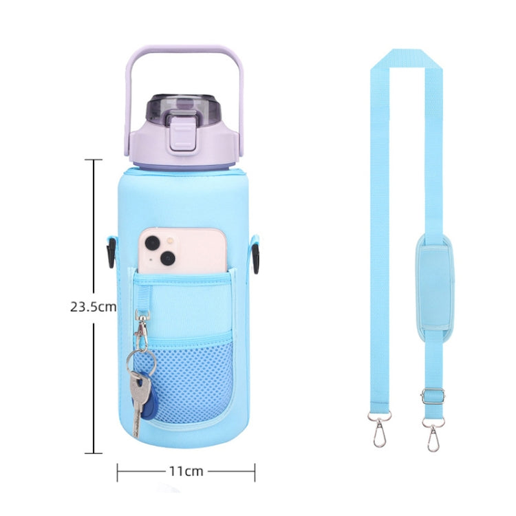 2L Diving Material Water Bottle Cover Case with Strap, Black Metal Buckle, Black, Pink Glue Buckle, Pink Metal Buckle
