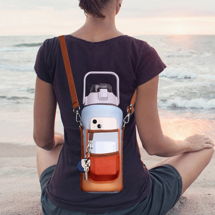 2L Gradient Color Water Bottle Cover Case Sleeve with Strap, Gradient Purple, Gradient Orange