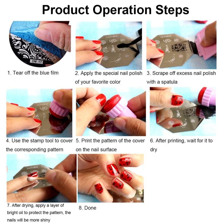 5 PCS Stainless Steel Nail Art Print Template Nail Art Tools