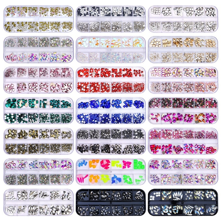 12 Grid Flat Bottom Shaped Nail Rhinestones Nail Decoration, 01, 02, 03, 04, 05, 06, 07, 08, 10, 11, 12, 13, 14, 15, 16, 18, 19, 20, 21, 22, 23, 24, 25, 26, 28