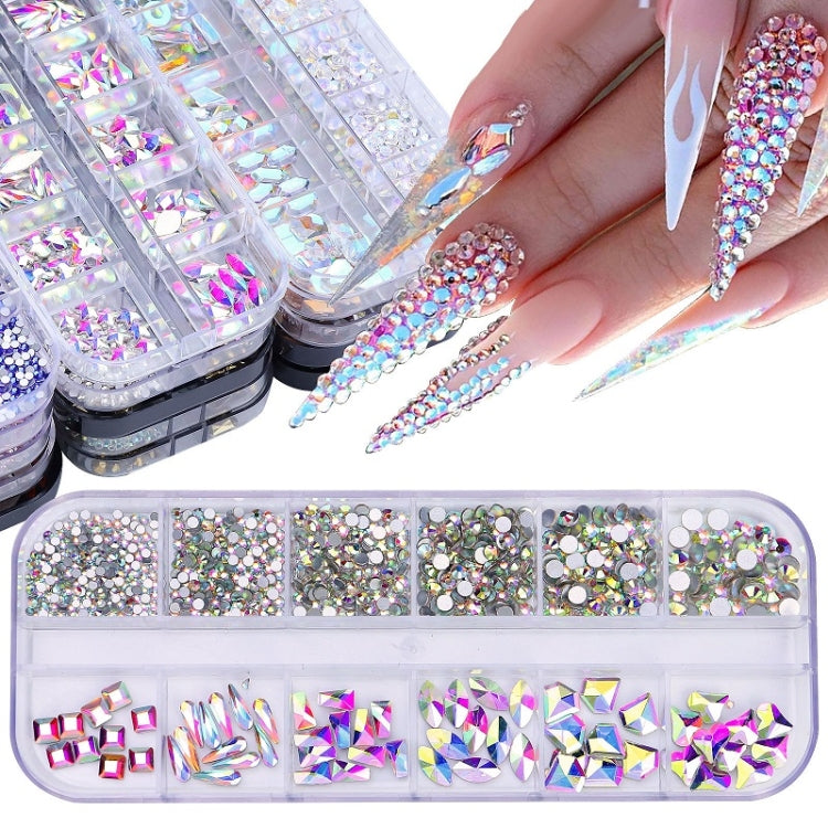 12 Grid Flat Bottom Shaped Nail Rhinestones Nail Decoration, 01, 02, 03, 04, 05, 06, 07, 08, 10, 11, 12, 13, 14, 15, 16, 18, 19, 20, 21, 22, 23, 24, 25, 26, 28