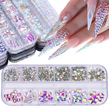 12 Grid Flat Bottom Shaped Nail Rhinestones Nail Decoration, 01, 02, 03, 04, 05, 06, 07, 08, 10, 11, 12, 13, 14, 15, 16, 18, 19, 20, 21, 22, 23, 24, 25, 26, 28