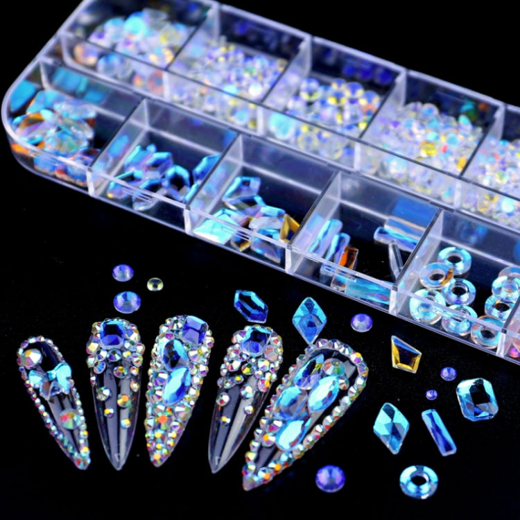12 Grid Flat Bottom Shaped Nail Rhinestones Nail Decoration, 01, 02, 03, 04, 05, 06, 07, 08, 10, 11, 12, 13, 14, 15, 16, 18, 19, 20, 21, 22, 23, 24, 25, 26, 28