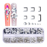 12 Grid Flat Bottom Shaped Nail Rhinestones Nail Decoration, 01, 02, 03, 04, 05, 06, 07, 08, 10, 11, 12, 13, 14, 15, 16, 18, 19, 20, 21, 22, 23, 24, 25, 26, 28 02