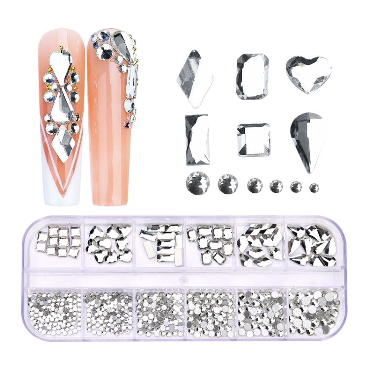 12 Grid Flat Bottom Shaped Nail Rhinestones Nail Decoration, 01, 02, 03, 04, 05, 06, 07, 08, 10, 11, 12, 13, 14, 15, 16, 18, 19, 20, 21, 22, 23, 24, 25, 26, 28 03
