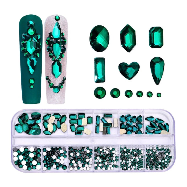 12 Grid Flat Bottom Shaped Nail Rhinestones Nail Decoration, 01, 02, 03, 04, 05, 06, 07, 08, 10, 11, 12, 13, 14, 15, 16, 18, 19, 20, 21, 22, 23, 24, 25, 26, 28 10