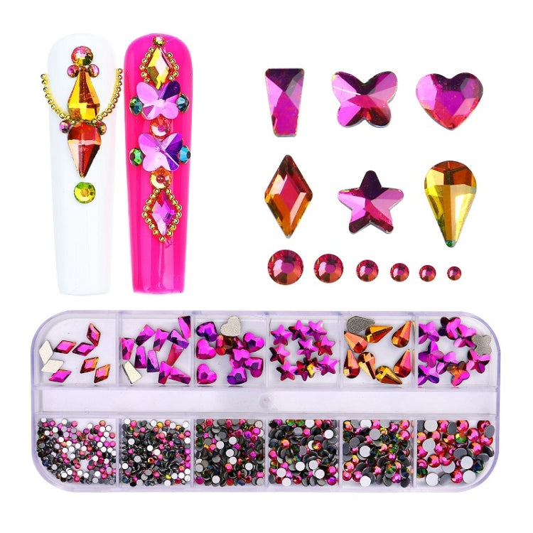 12 Grid Flat Bottom Shaped Nail Rhinestones Nail Decoration, 01, 02, 03, 04, 05, 06, 07, 08, 10, 11, 12, 13, 14, 15, 16, 18, 19, 20, 21, 22, 23, 24, 25, 26, 28 12