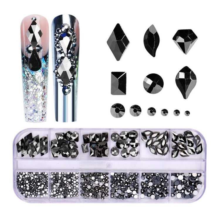 12 Grid Flat Bottom Shaped Nail Rhinestones Nail Decoration, 01, 02, 03, 04, 05, 06, 07, 08, 10, 11, 12, 13, 14, 15, 16, 18, 19, 20, 21, 22, 23, 24, 25, 26, 28 14