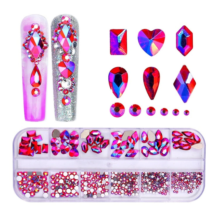 12 Grid Flat Bottom Shaped Nail Rhinestones Nail Decoration, 01, 02, 03, 04, 05, 06, 07, 08, 10, 11, 12, 13, 14, 15, 16, 18, 19, 20, 21, 22, 23, 24, 25, 26, 28 15