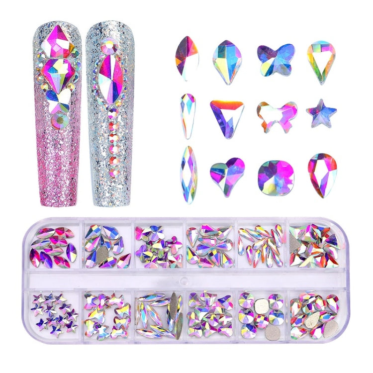 12 Grid Flat Bottom Shaped Nail Rhinestones Nail Decoration, 01, 02, 03, 04, 05, 06, 07, 08, 10, 11, 12, 13, 14, 15, 16, 18, 19, 20, 21, 22, 23, 24, 25, 26, 28 18