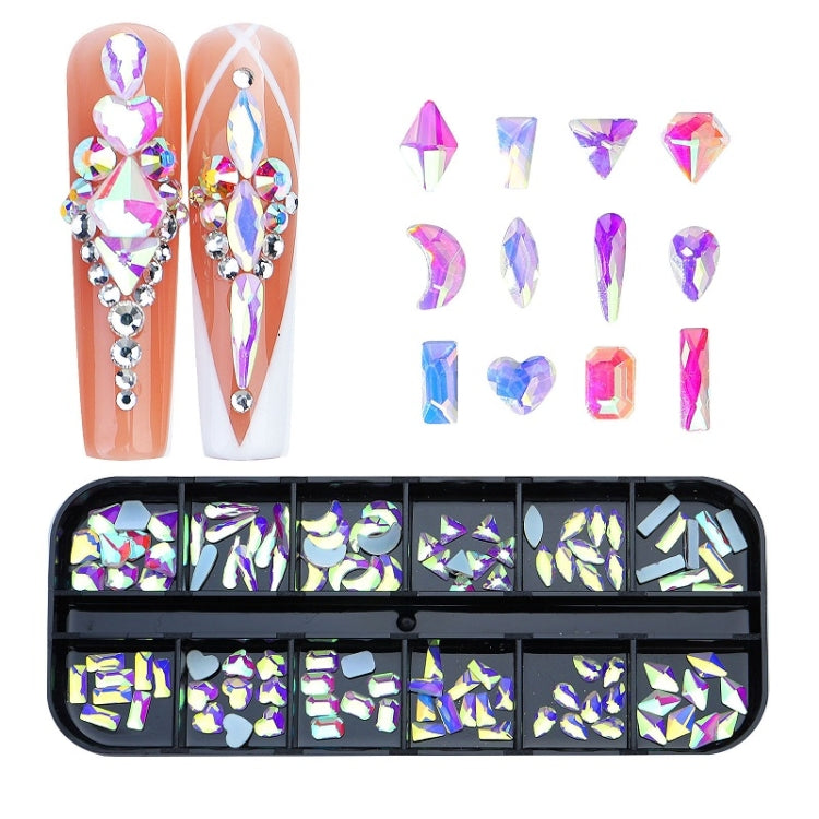 12 Grid Flat Bottom Shaped Nail Rhinestones Nail Decoration, 01, 02, 03, 04, 05, 06, 07, 08, 10, 11, 12, 13, 14, 15, 16, 18, 19, 20, 21, 22, 23, 24, 25, 26, 28 23