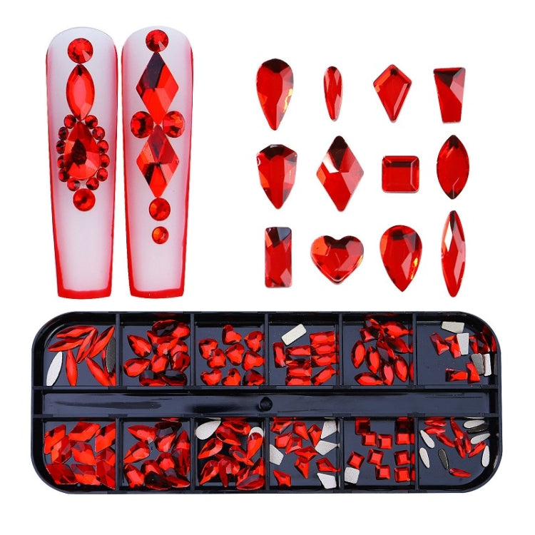 12 Grid Flat Bottom Shaped Nail Rhinestones Nail Decoration, 01, 02, 03, 04, 05, 06, 07, 08, 10, 11, 12, 13, 14, 15, 16, 18, 19, 20, 21, 22, 23, 24, 25, 26, 28 24