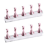 2 PCS Nail Art Chessboard Holder Nail Sheet Acrylic Base Practice Stand, Pink, Gold, Silver Pink