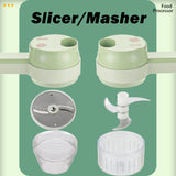 4 In 1 Handheld Electric Vegetable Cutter Set Garlic Mud Masher Garlic Chopper, Garlic Chopper