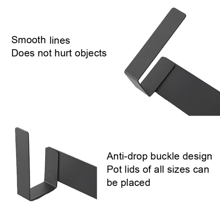 Wall-Mounted Carbon Steel Integrated Pot Lid Holder Kitchen Cutting Board Rack, Black, White