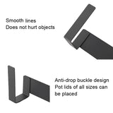 Wall-Mounted Carbon Steel Integrated Pot Lid Holder Kitchen Cutting Board Rack, Black, White