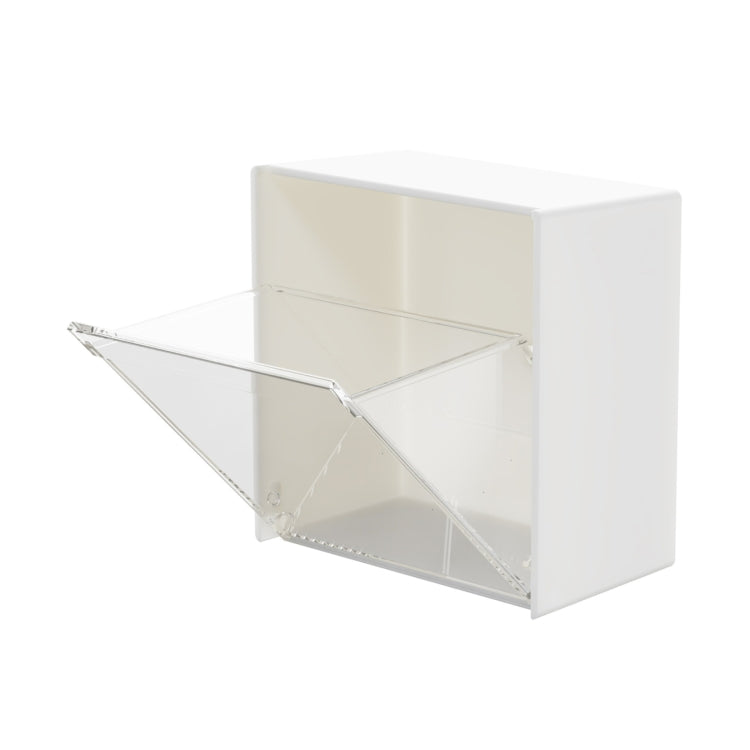 Wall-Mounted Flip Storage Box Paste Small Object Storage Box, White White