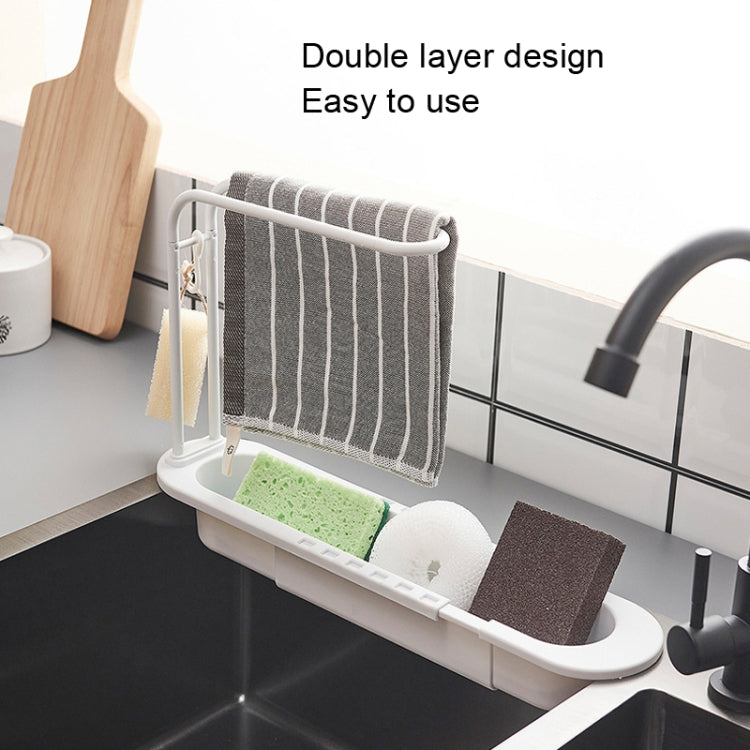 Disassembly With Towel Pole Telescopic Sink Rack, White