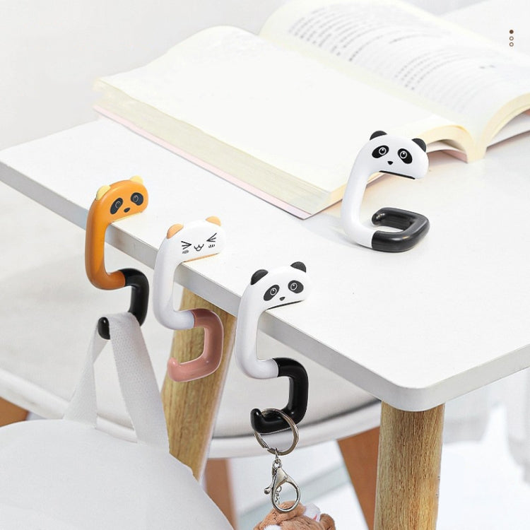 2 PCS Deskside Schoolbag Hook Removable Office Bag Hanger, Panda, Small Pink Cat, Raccoon, Kitten