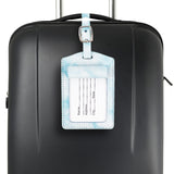 Marbled PU Leather Luggage Tag Oil Edge Sewing With Metal Hardware Buckle