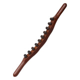 Carbonized Double Row 20-bead Massage Rolling Stick Meridian Dredging Stick, 58cm 20 Beads