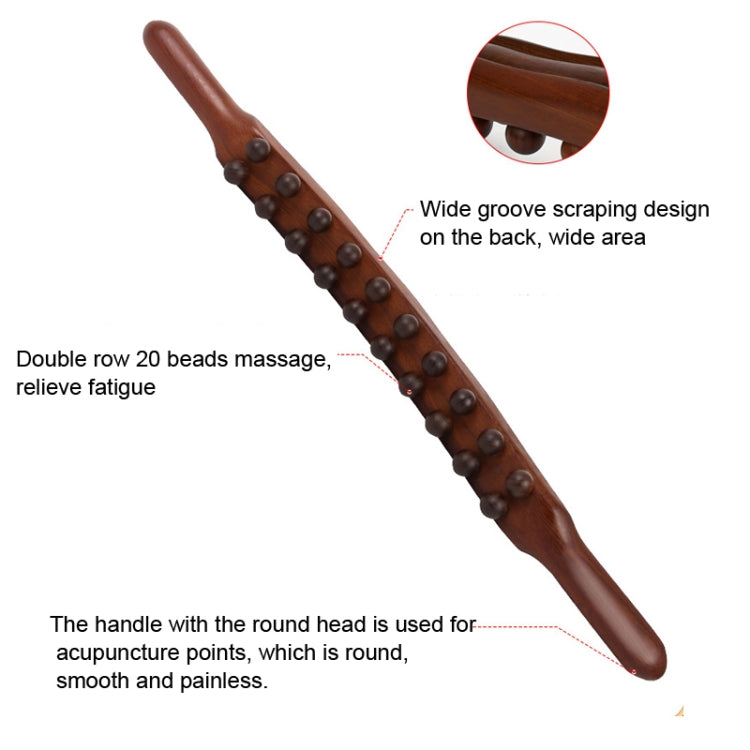 Carbonized Double Row 20-bead Massage Rolling Stick Meridian Dredging Stick, 58cm 20 Beads