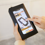 1665 RFID Anti-magnetic Anti-theft Touch Screen Cross-Body Phone Bag Card Holder, Black, Orange, Red Wine, Grey, Royal Blue, Pink