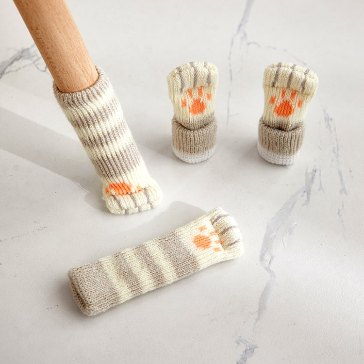 1 Set Double Knit Wear-Resisting Table Stool Leg Mute Protective Cover, Brown, Light Gray, Deep Gray, Black, Flower Brown, White, Light Coffee Light Gray