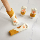 1 Set Double Knit Wear-Resisting Table Stool Leg Mute Protective Cover, Brown, Light Gray, Deep Gray, Black, Flower Brown, White, Light Coffee Flower Brown