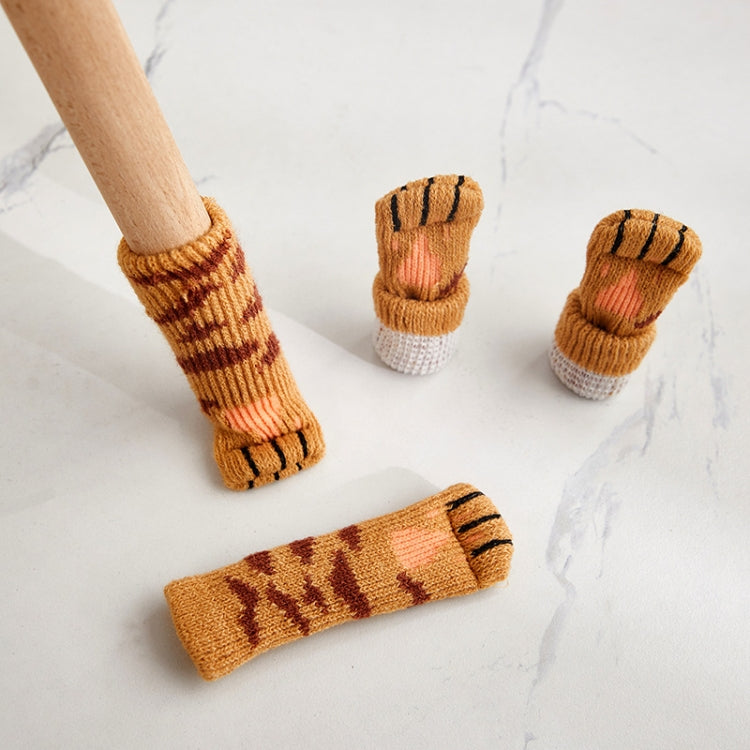 1 Set Double Knit Wear-Resisting Table Stool Leg Mute Protective Cover, Brown, Light Gray, Deep Gray, Black, Flower Brown, White, Light Coffee Light Coffee