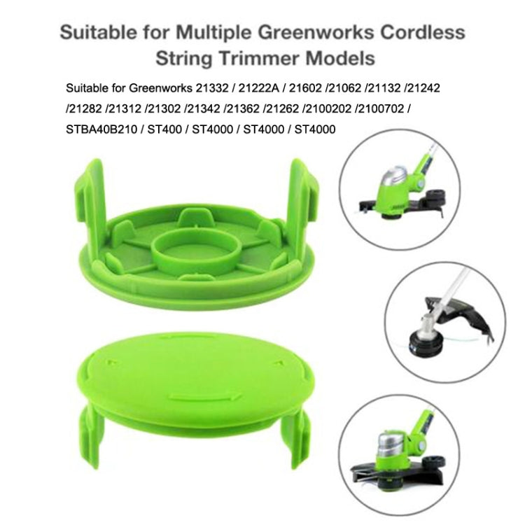 2PCS GK04 Cordless Weeder Lawn Mower Spool Cover For Greenworks, Green, Black
