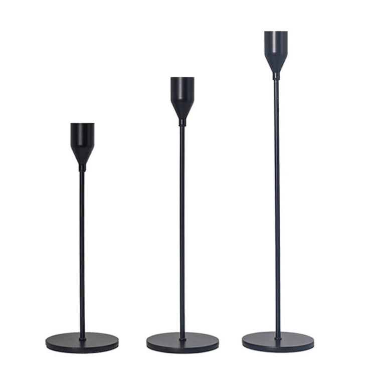 3 PCS / Set Home Decoration Wedding Wrought Iron Candle Holder, Style:, 3 PCS / Set Thick Bottom (Gold), 3 PCS / Set Thick Bottom (Rose Red), 3 PCS / Set Thick Bottom (Silver), 3 PCS / Set Thin Bottom (Black), 3 PCS / Set Thin Bottom (Imitation Gold)  ... 3 PCS Set Thick Bottom (Black)