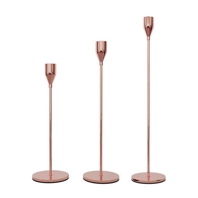 3 PCS / Set Home Decoration Wedding Wrought Iron Candle Holder, Style:, 3 PCS / Set Thick Bottom (Gold), 3 PCS / Set Thick Bottom (Rose Red), 3 PCS / Set Thick Bottom (Silver), 3 PCS / Set Thin Bottom (Black), 3 PCS / Set Thin Bottom (Imitation Gold)  ... 3 PCS Set Thick Bottom (Rose Red)