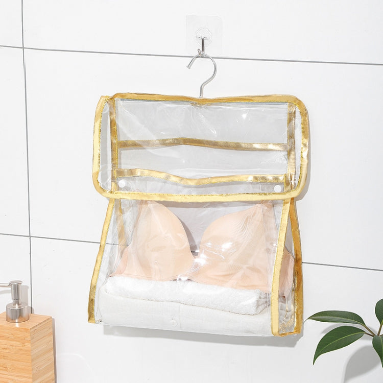 Home Wall Mounted Transparent Underwear Storage Bag, Golden Edge (Small), Golden Edge (Large), Silver Edge (Small)